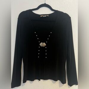 New Frontier Three Piece Set: black long sleeve cardigan, midi skirt